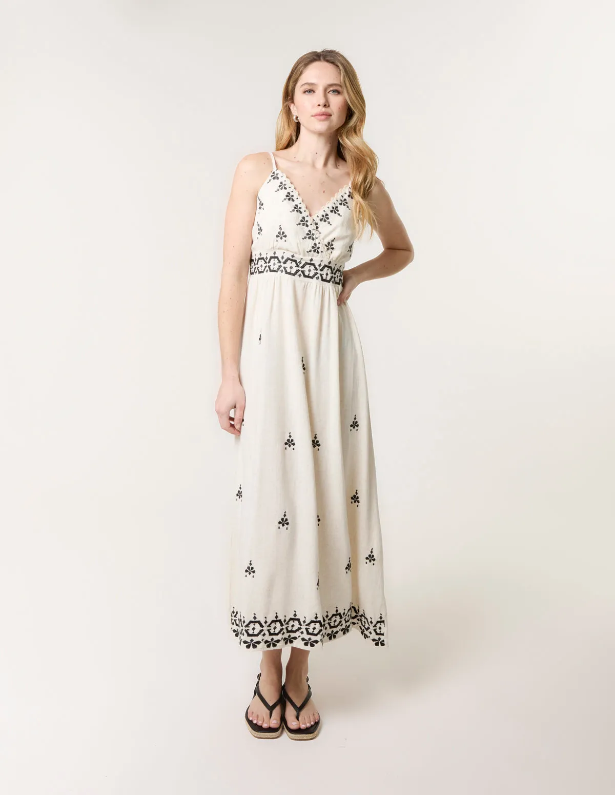 Embroidered Sleeveless Maxi Dress sold by Blue Vanilla product image thumbnail 4