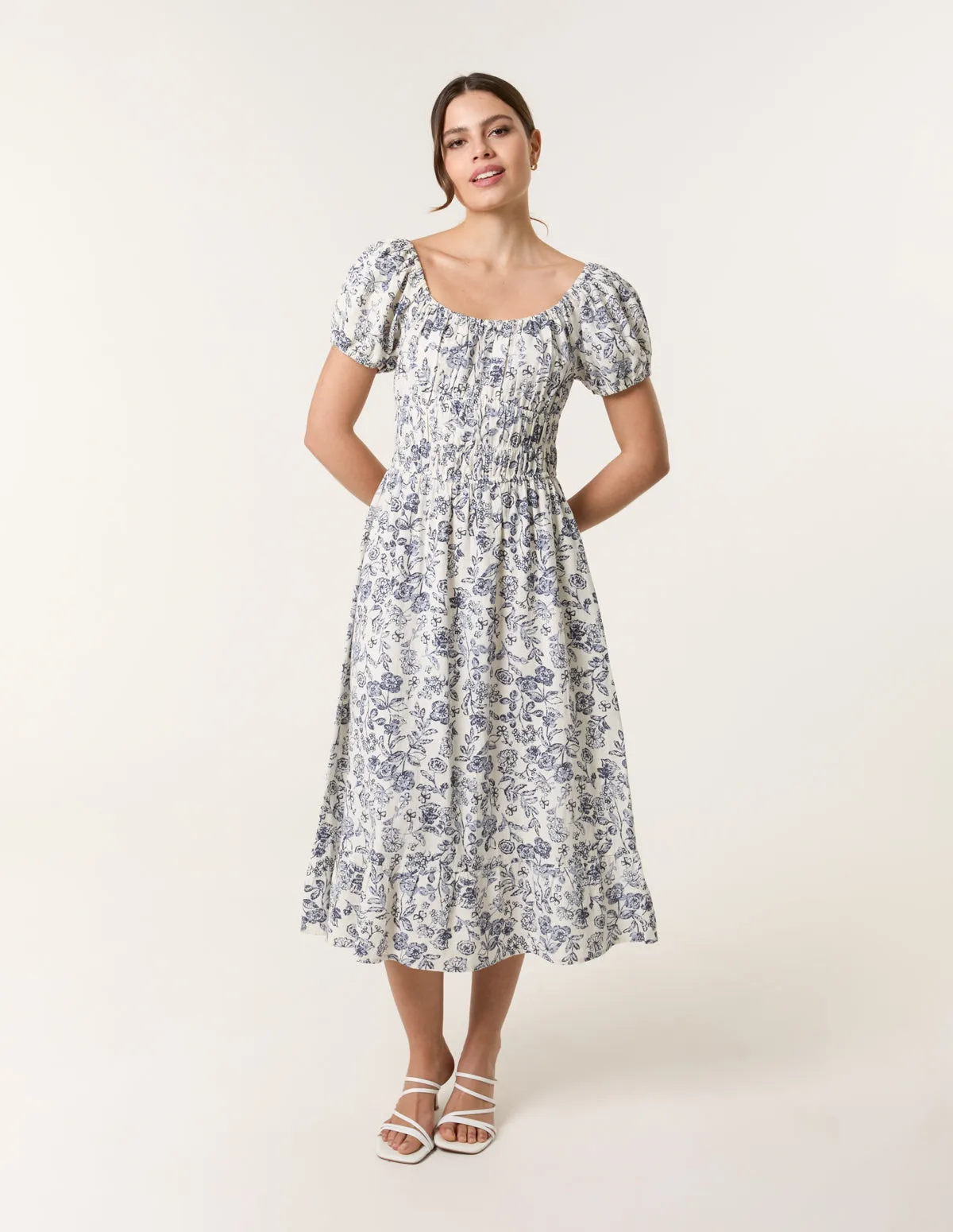Ditsy Floral Puff Sleeve Dress sold by Blue Vanilla product image thumbnail 3