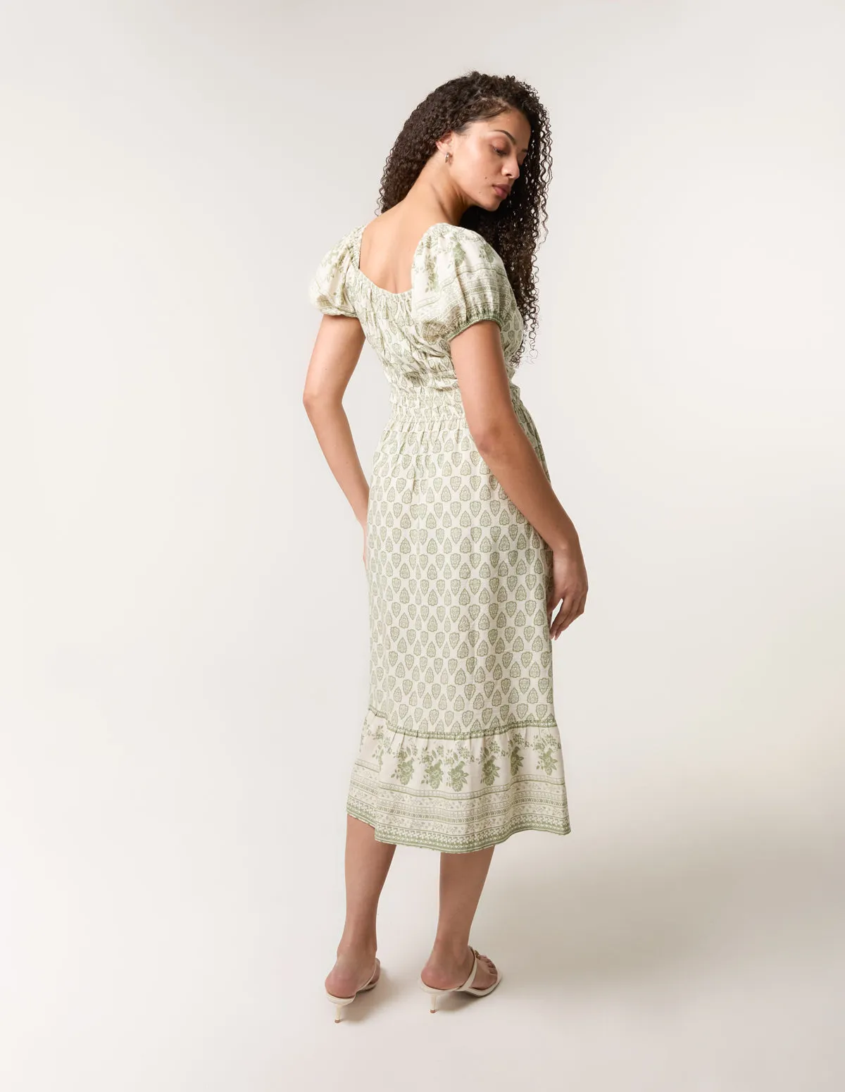 Border Print Puff Sleeve Midi Dress sold by Blue Vanilla product image thumbnail 4