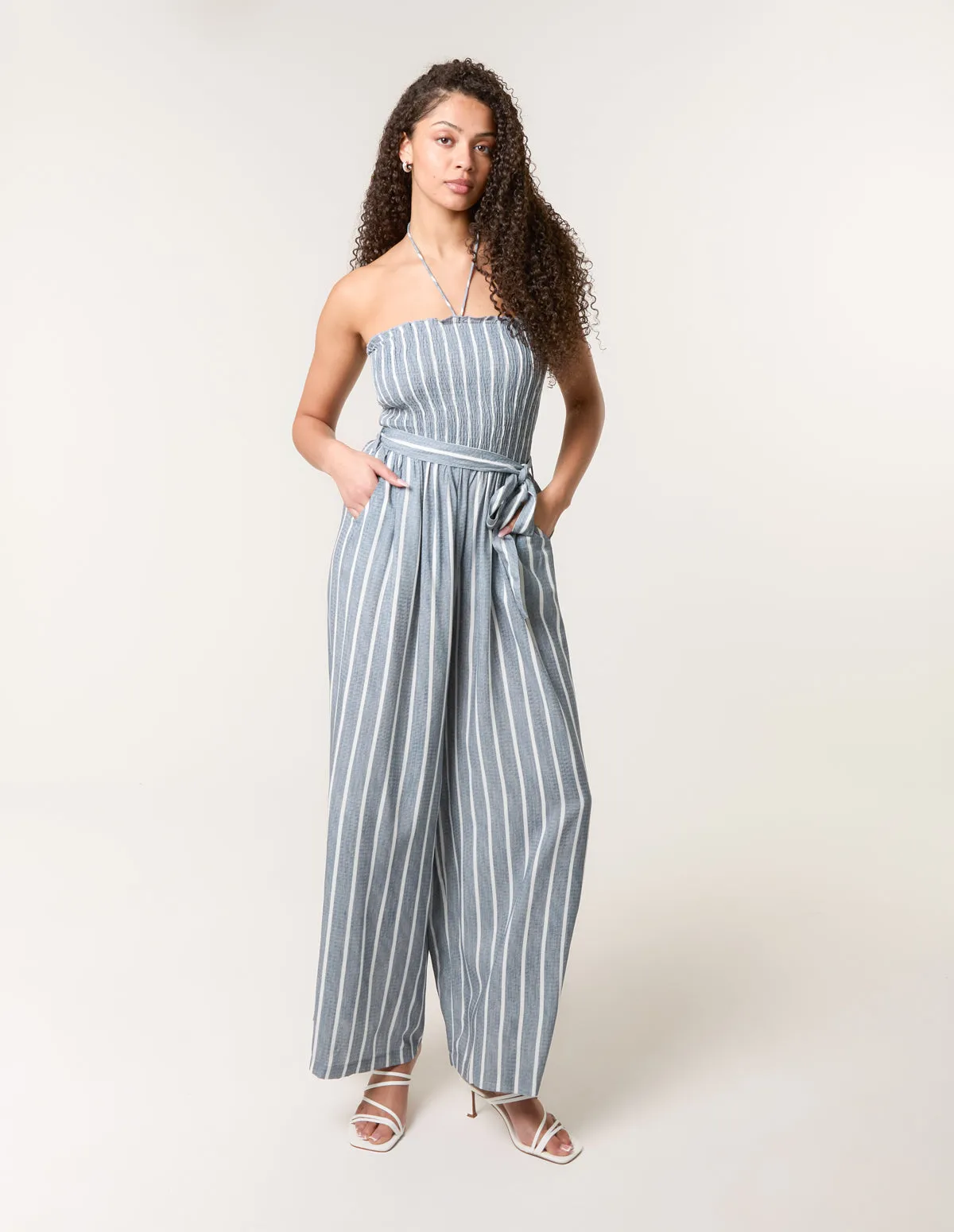 Shirred Tie Neck Jumpsuit sold by Blue Vanilla product image thumbnail 3