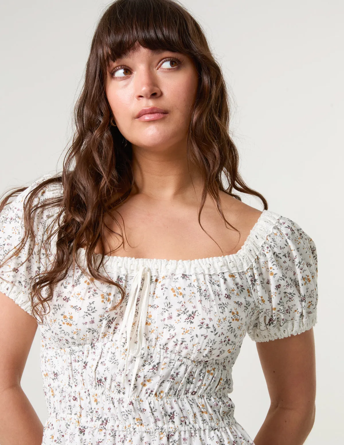 Puff Sleeve Shirred Mini Dress sold by Blue Vanilla product image thumbnail 2