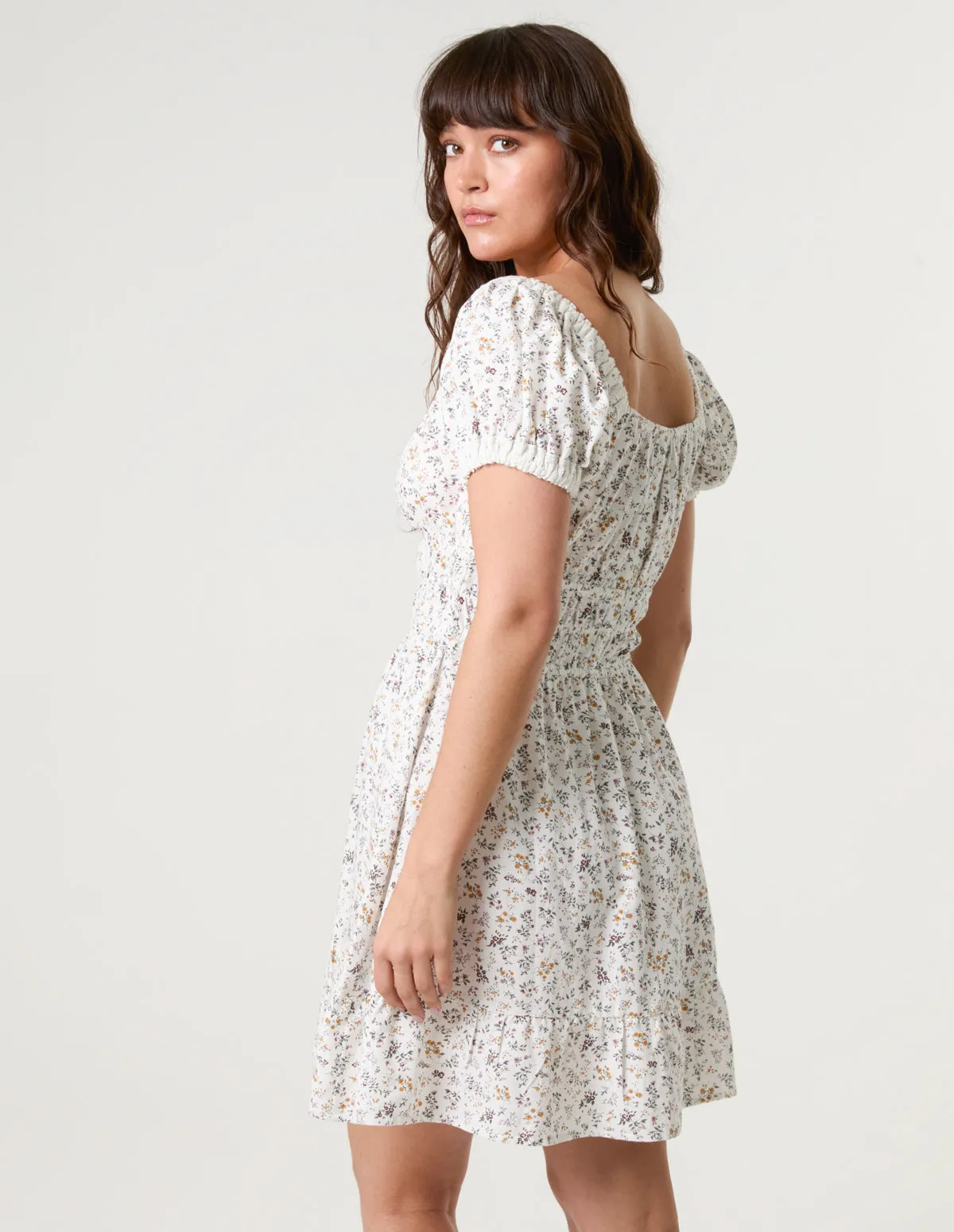 Puff Sleeve Shirred Mini Dress sold by Blue Vanilla product image thumbnail 4