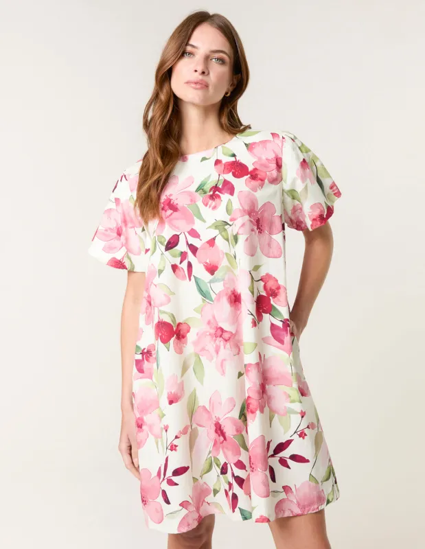 Cotton Poplin Water Colour Print Swing Dress sold by Blue Vanilla