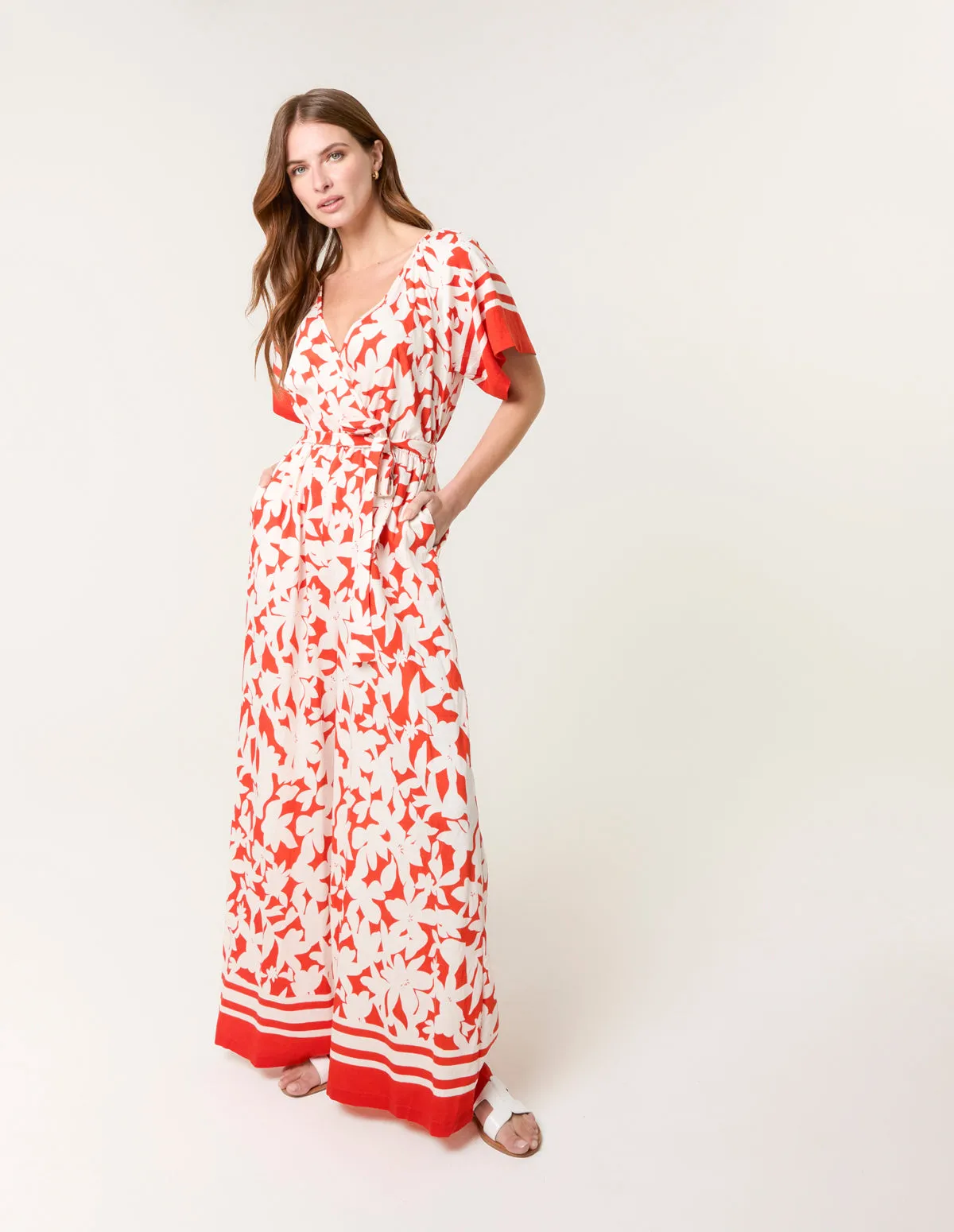 Tropical Print Wrap Belted Waist Jumpsuit sold by Blue Vanilla product image thumbnail 3