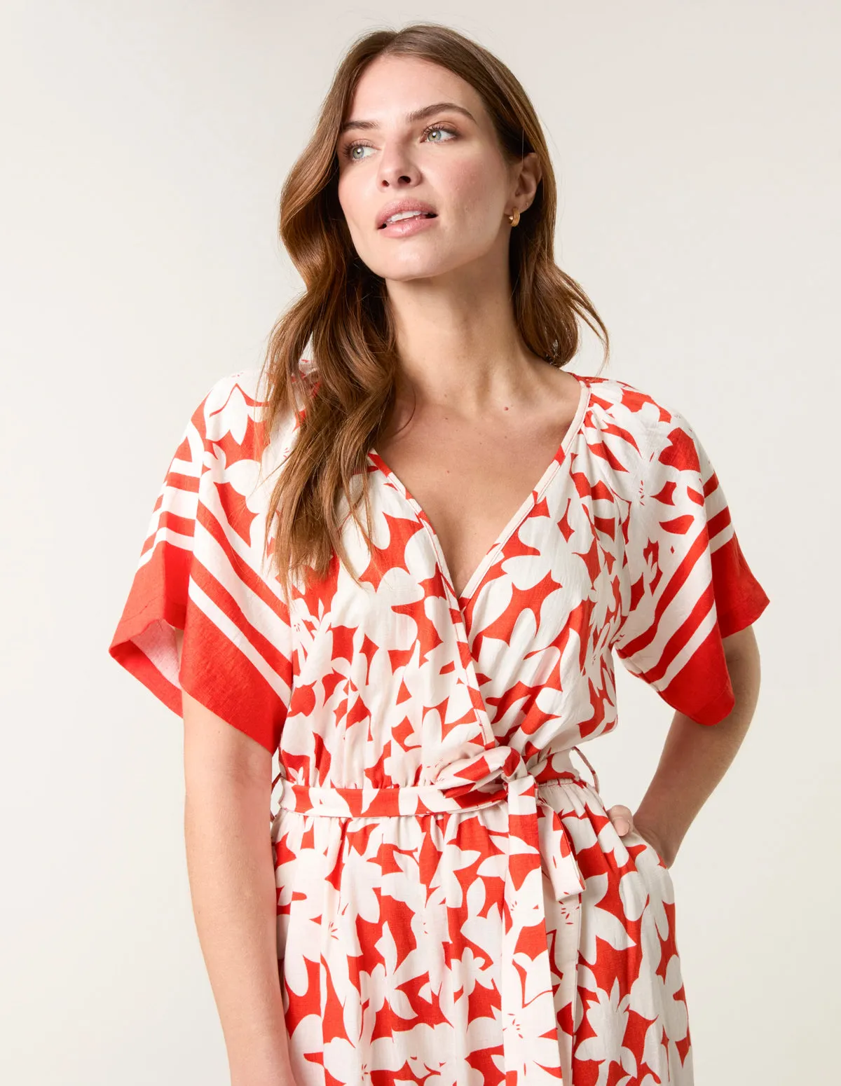 Tropical Print Wrap Belted Waist Jumpsuit sold by Blue Vanilla product image thumbnail 2