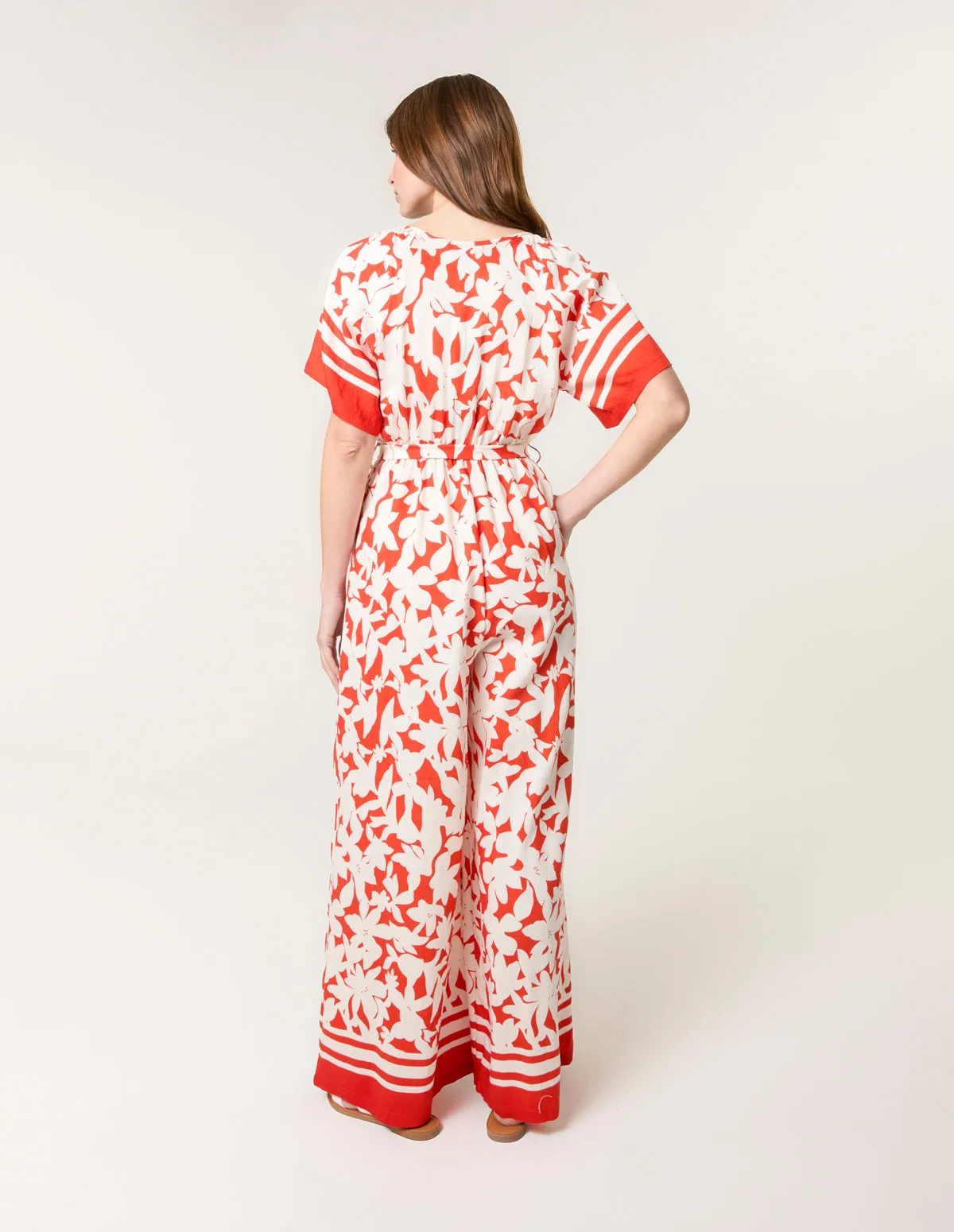 Tropical Print Wrap Belted Waist Jumpsuit sold by Blue Vanilla product image thumbnail 4