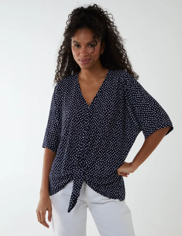 Tie Front Oversized Top sold by Blue Vanilla