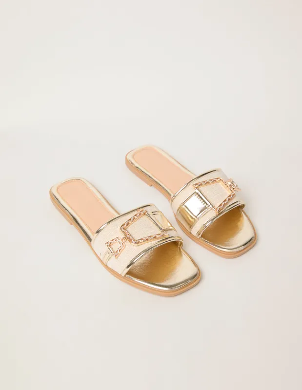 Diamante Buckle Flat Sandals sold by Blue Vanilla