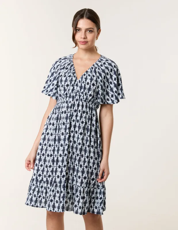 V Neck Button Front Mini Dress sold by Blue Vanilla