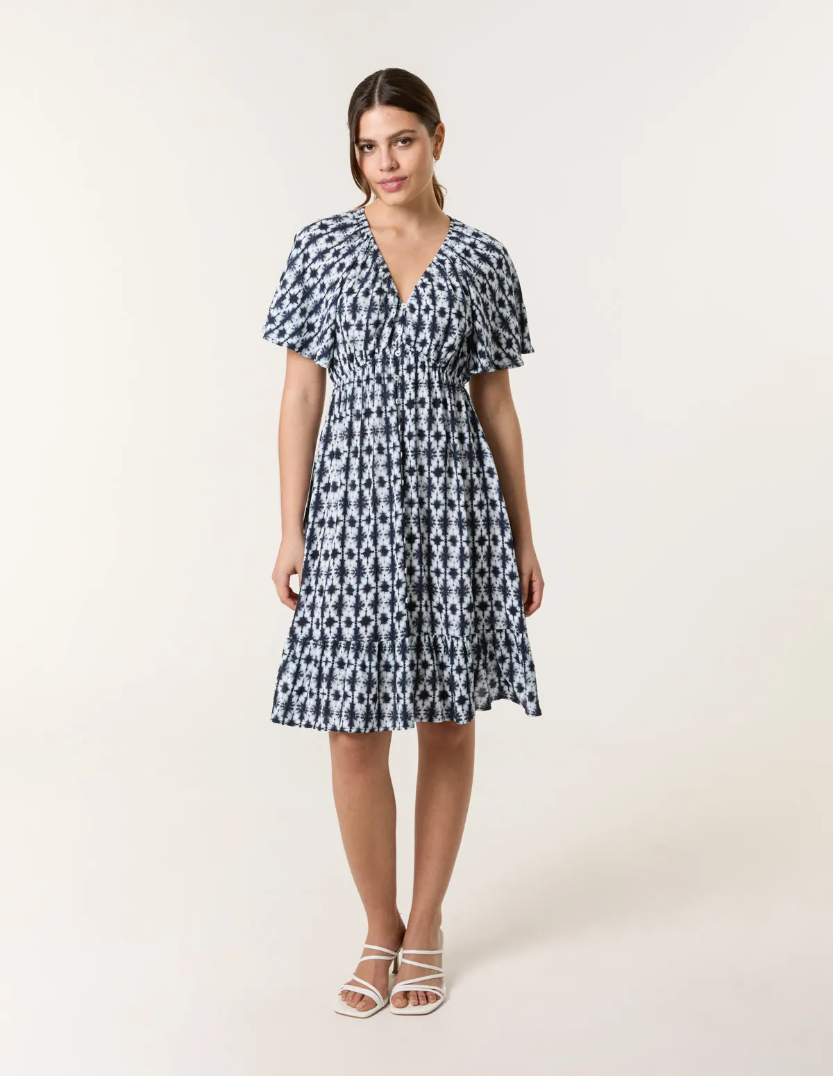 V Neck Button Front Mini Dress sold by Blue Vanilla product image thumbnail 3