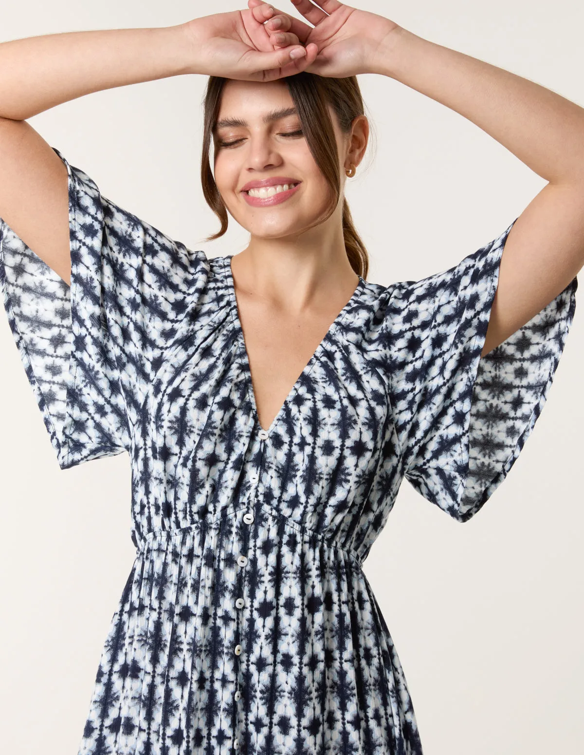 V Neck Button Front Mini Dress sold by Blue Vanilla product image thumbnail 2