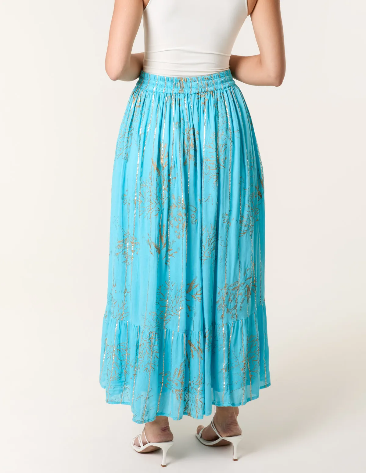 Gold Foil Print Peplum Hem Skirt sold by Blue Vanilla product image thumbnail 3