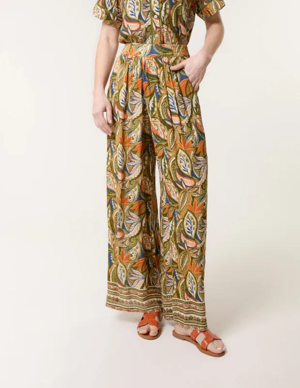Border Print Straight Leg Trousers sold by Blue Vanilla
