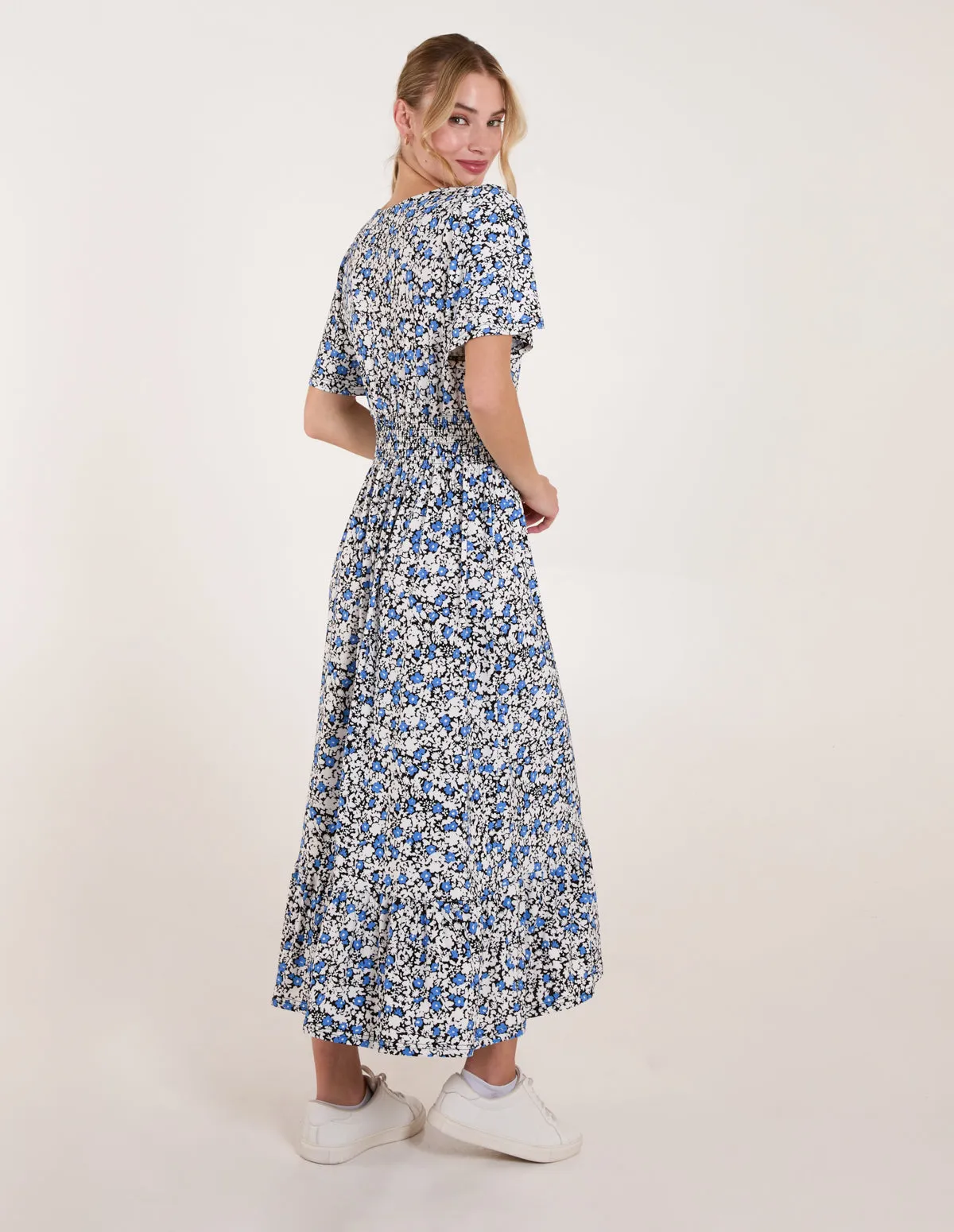 Ditsy Floral Wrap Front Shirred Waist Maxi Dress sold by Blue Vanilla product image thumbnail 4