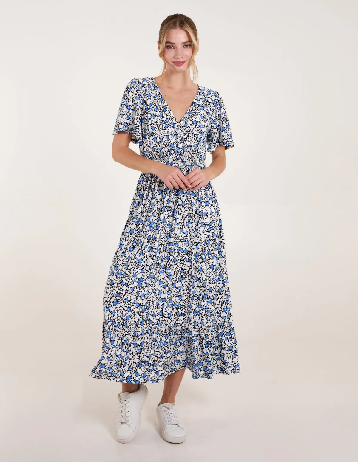 Ditsy Floral Wrap Front Shirred Waist Maxi Dress sold by Blue Vanilla product image thumbnail 3