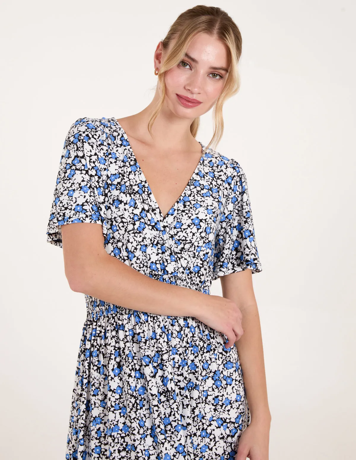 Ditsy Floral Wrap Front Shirred Waist Maxi Dress sold by Blue Vanilla product image thumbnail 2