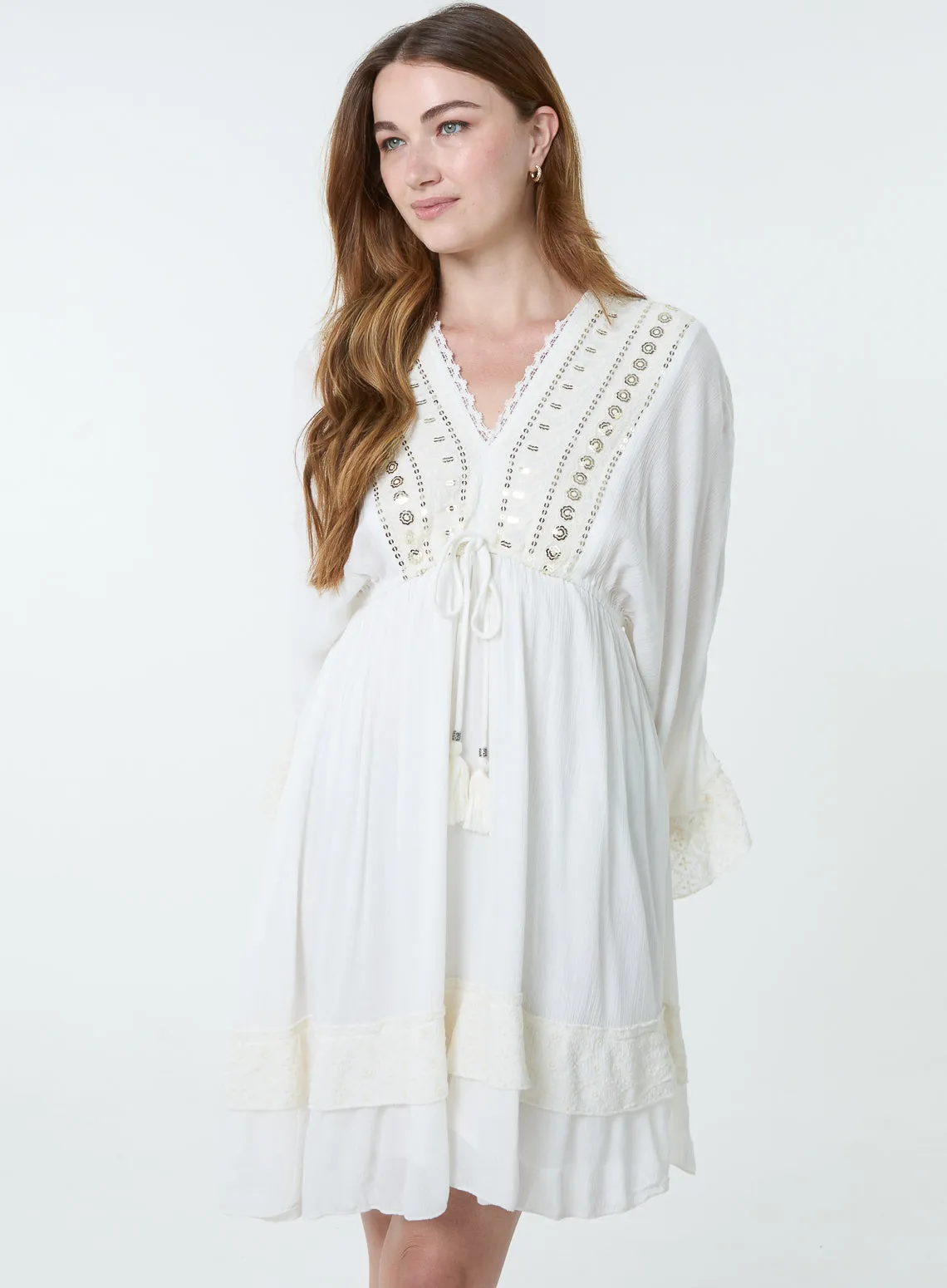 Embellished Kimono Sleeve Mini Dress sold by Blue Vanilla product image thumbnail 4