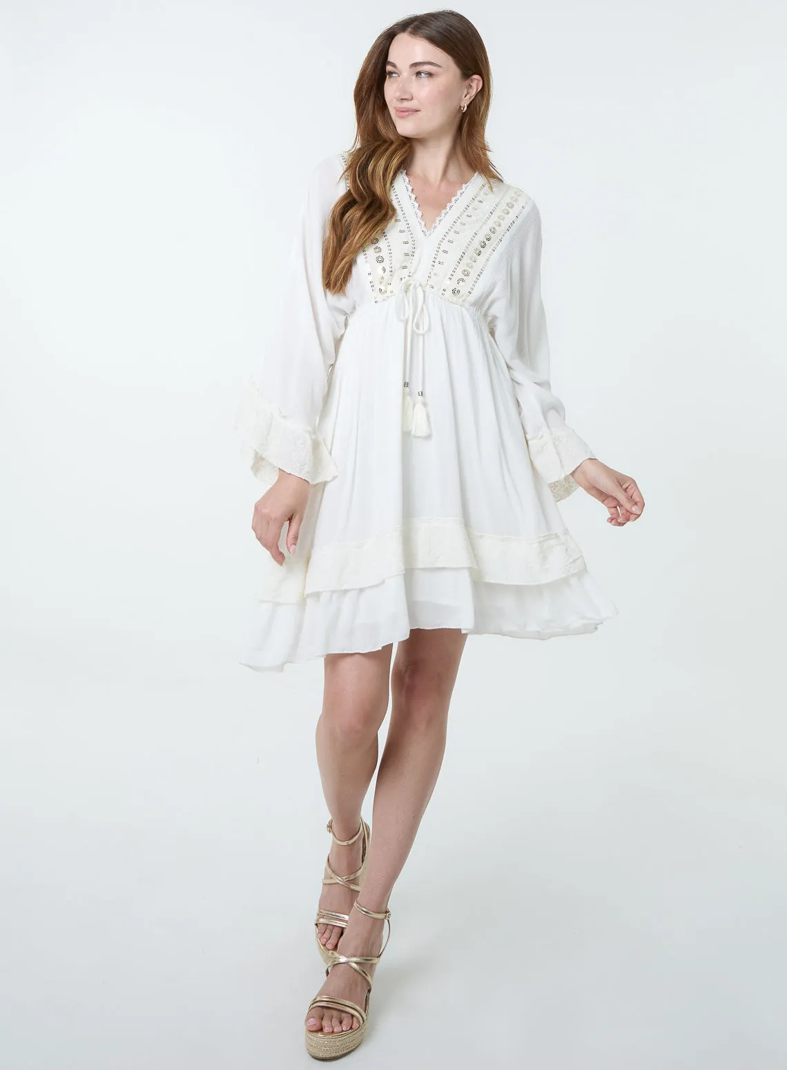 Embellished Kimono Sleeve Mini Dress sold by Blue Vanilla