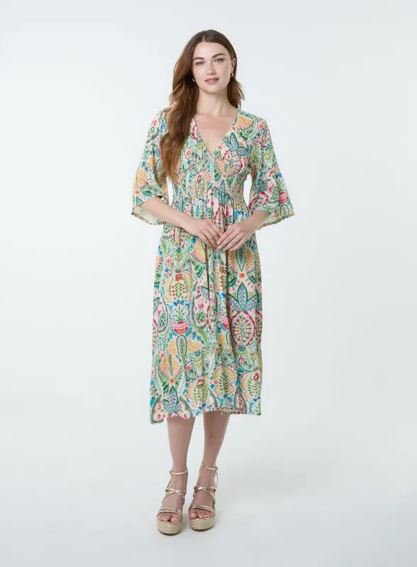 V Neck Paisley Print Midi Dress sold by Blue Vanilla