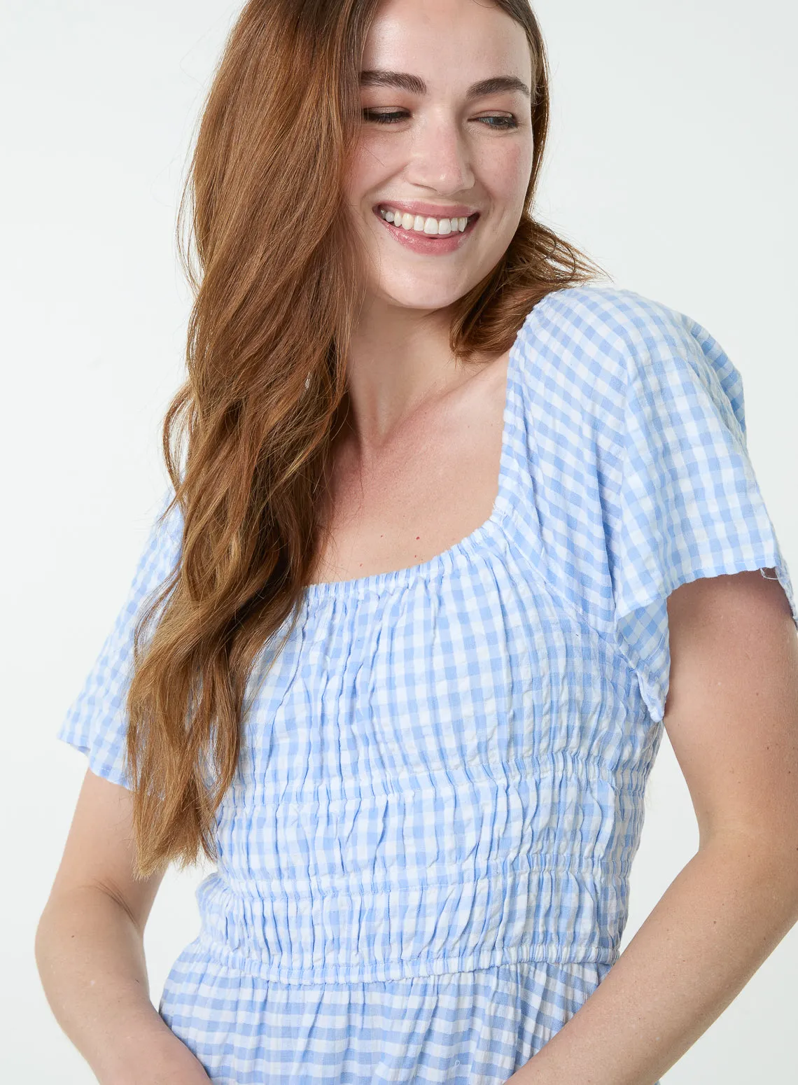 Shirred Gingham Midi Dress sold by Blue Vanilla product image thumbnail 2