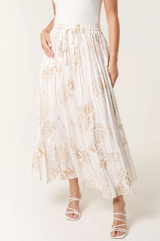 Gold Foil Print Peplum Hem Skirt sold by Blue Vanilla
