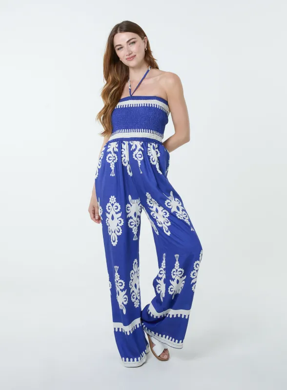 Strapless Shirred Waist Jumpsuit sold by Blue Vanilla