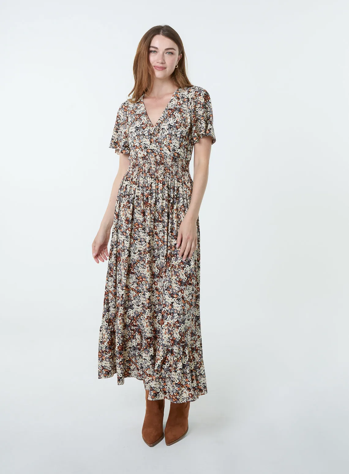 Ditsy Floral Wrap Front Shirred Waist Maxi Dress sold by Blue Vanilla product image thumbnail 2