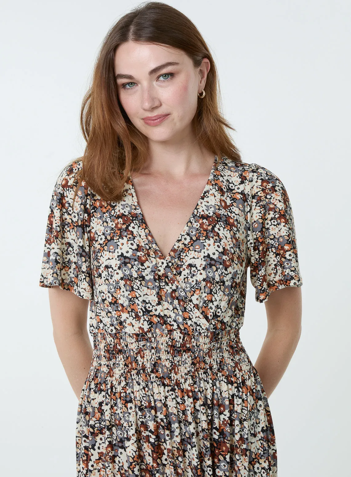 Ditsy Floral Wrap Front Shirred Waist Maxi Dress sold by Blue Vanilla product image thumbnail 3