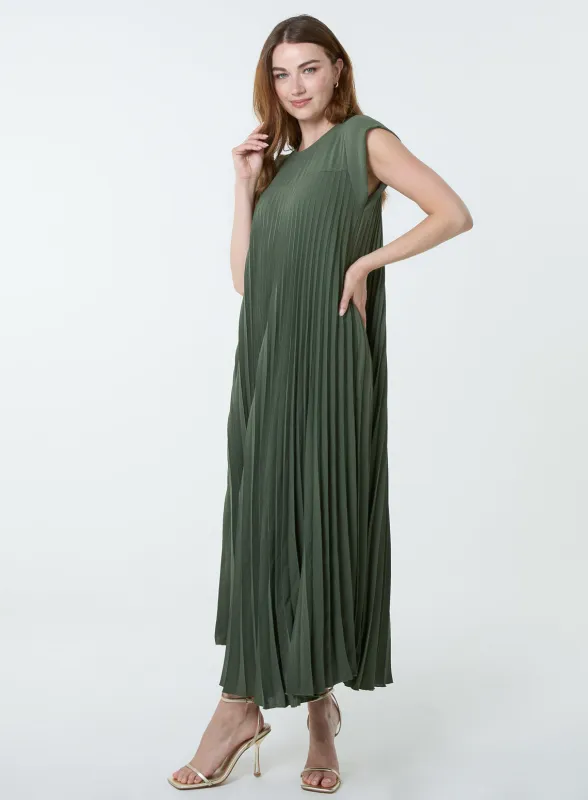 Pleated Plain Long Dress sold by Blue Vanilla