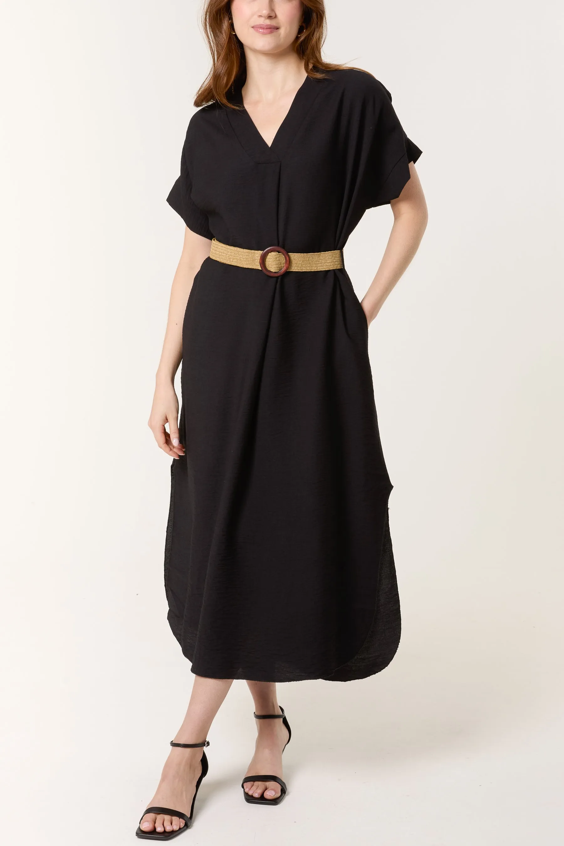 V Neck Dress With Belt sold by Blue Vanilla