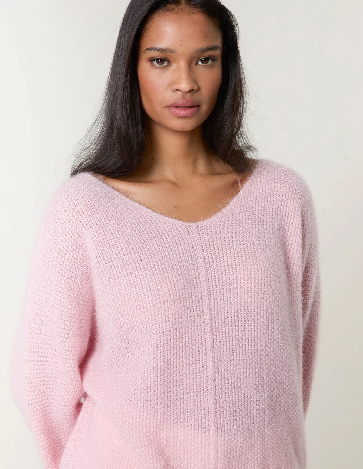 Fluffy Textured V Neck Jumper sold by Blue Vanilla product image thumbnail 3