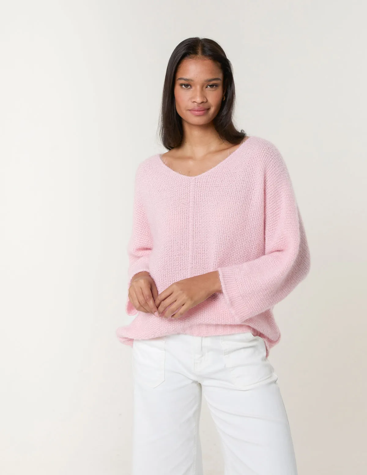 Fluffy Textured V Neck Jumper sold by Blue Vanilla