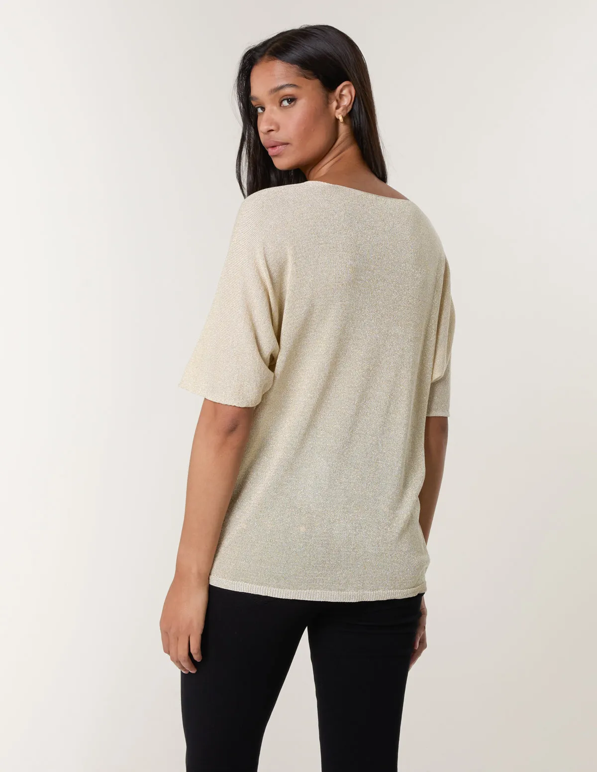 Metallic Fine Gauge Lightweight Knit Top sold by Blue Vanilla product image thumbnail 4