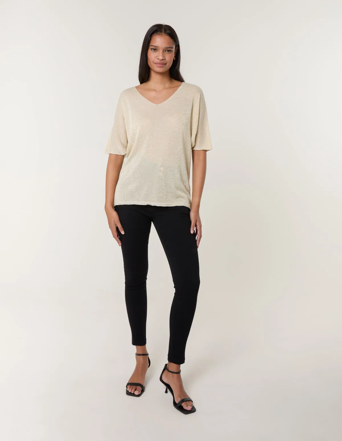 Metallic Fine Gauge Lightweight Knit Top sold by Blue Vanilla product image thumbnail 3