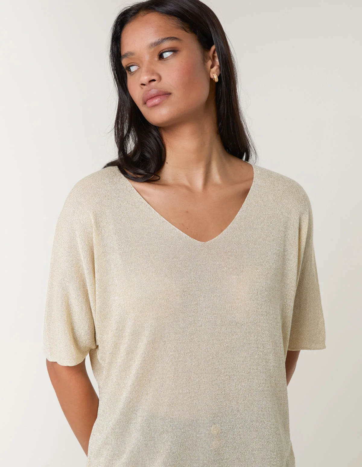 Metallic Fine Gauge Lightweight Knit Top sold by Blue Vanilla product image thumbnail 2