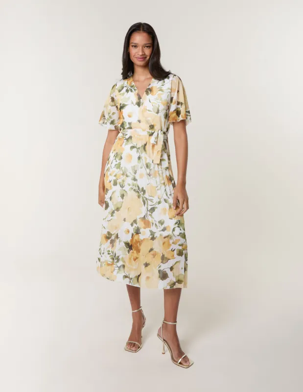 Short Sleeve Wrap Pleat Dress made by Blue Vanilla