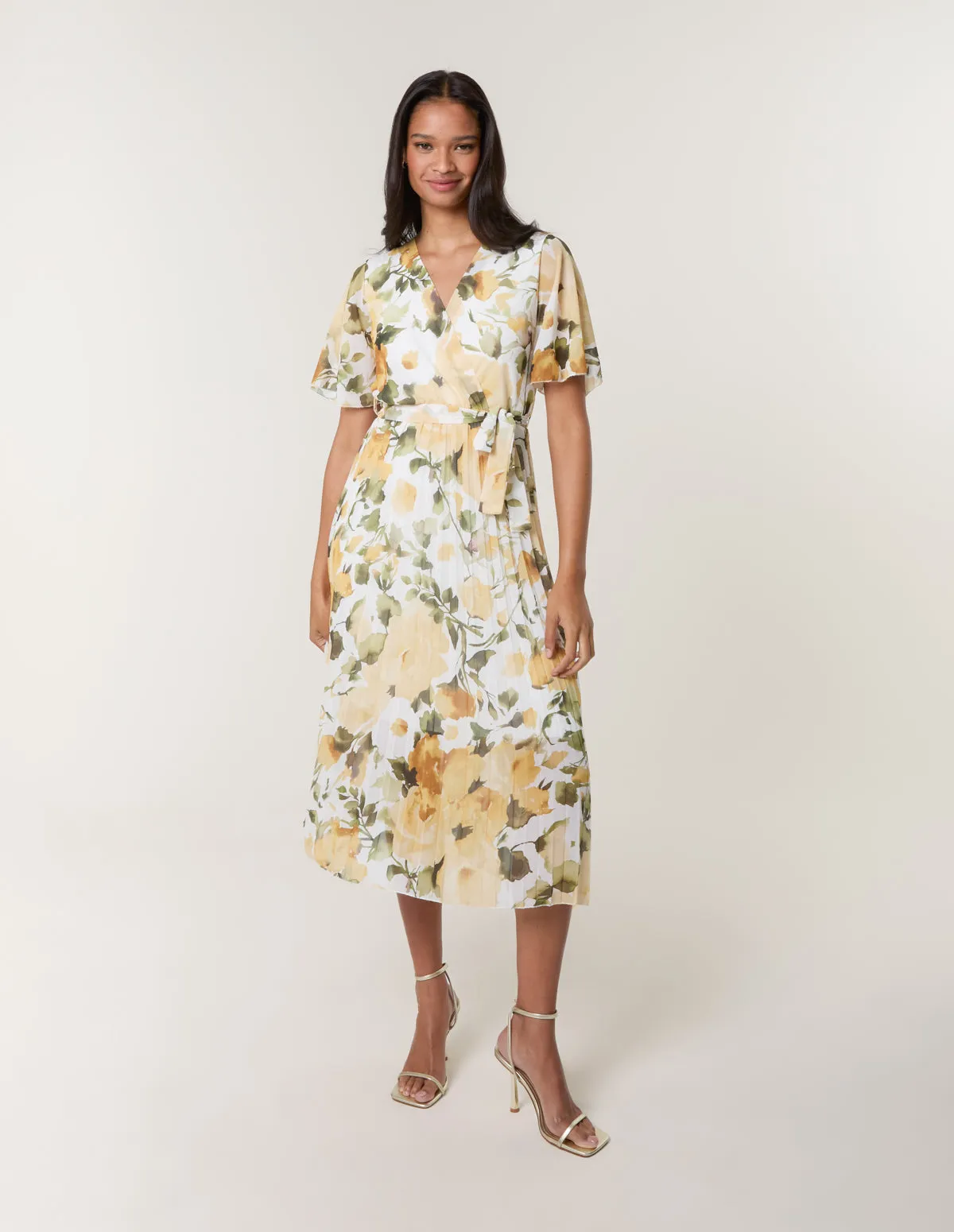 Short Sleeve Wrap Pleat Dress sold by Blue Vanilla