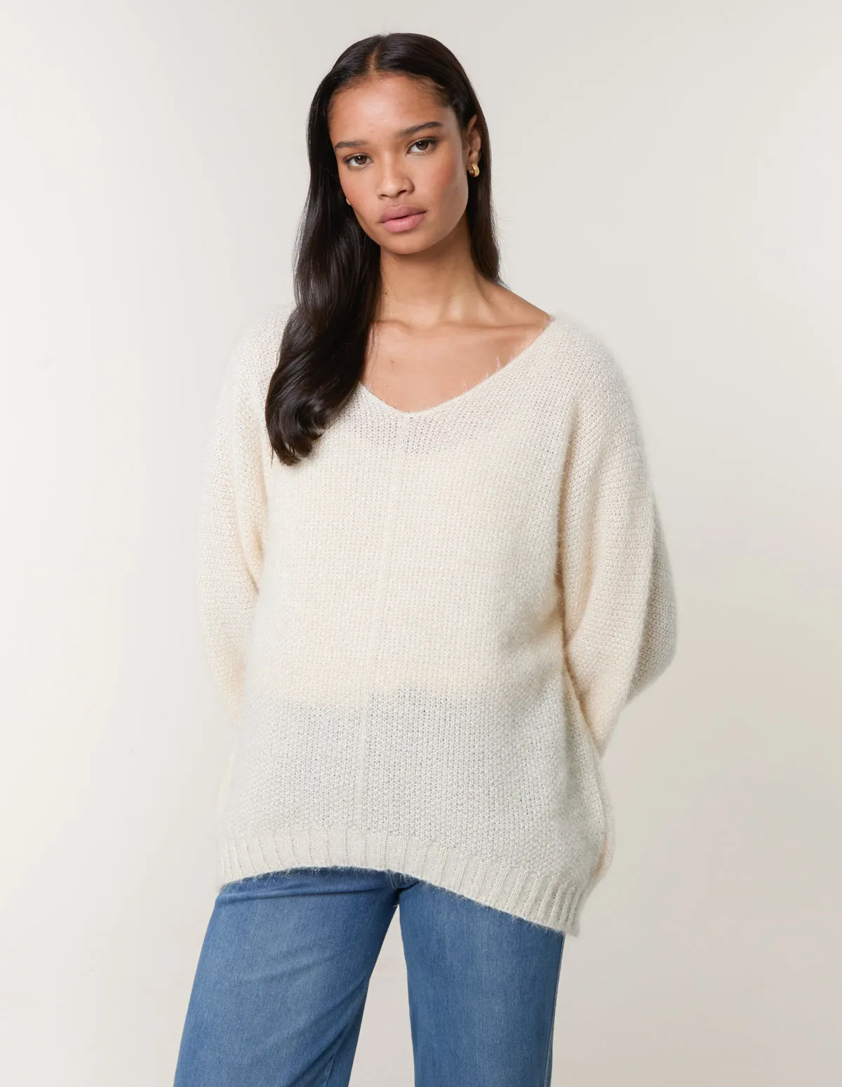 Fluffy Textured V Neck Jumper sold by Blue Vanilla product image thumbnail 3