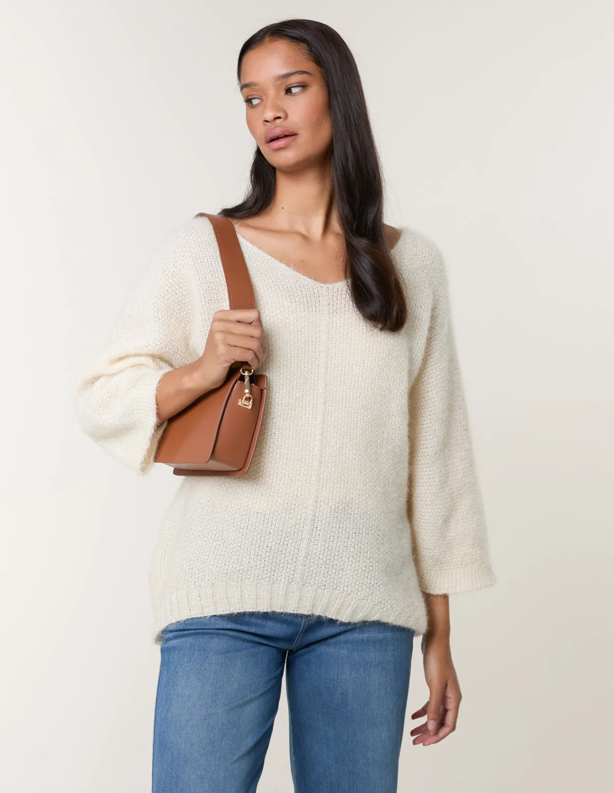 Fluffy Textured V Neck Jumper sold by Blue Vanilla