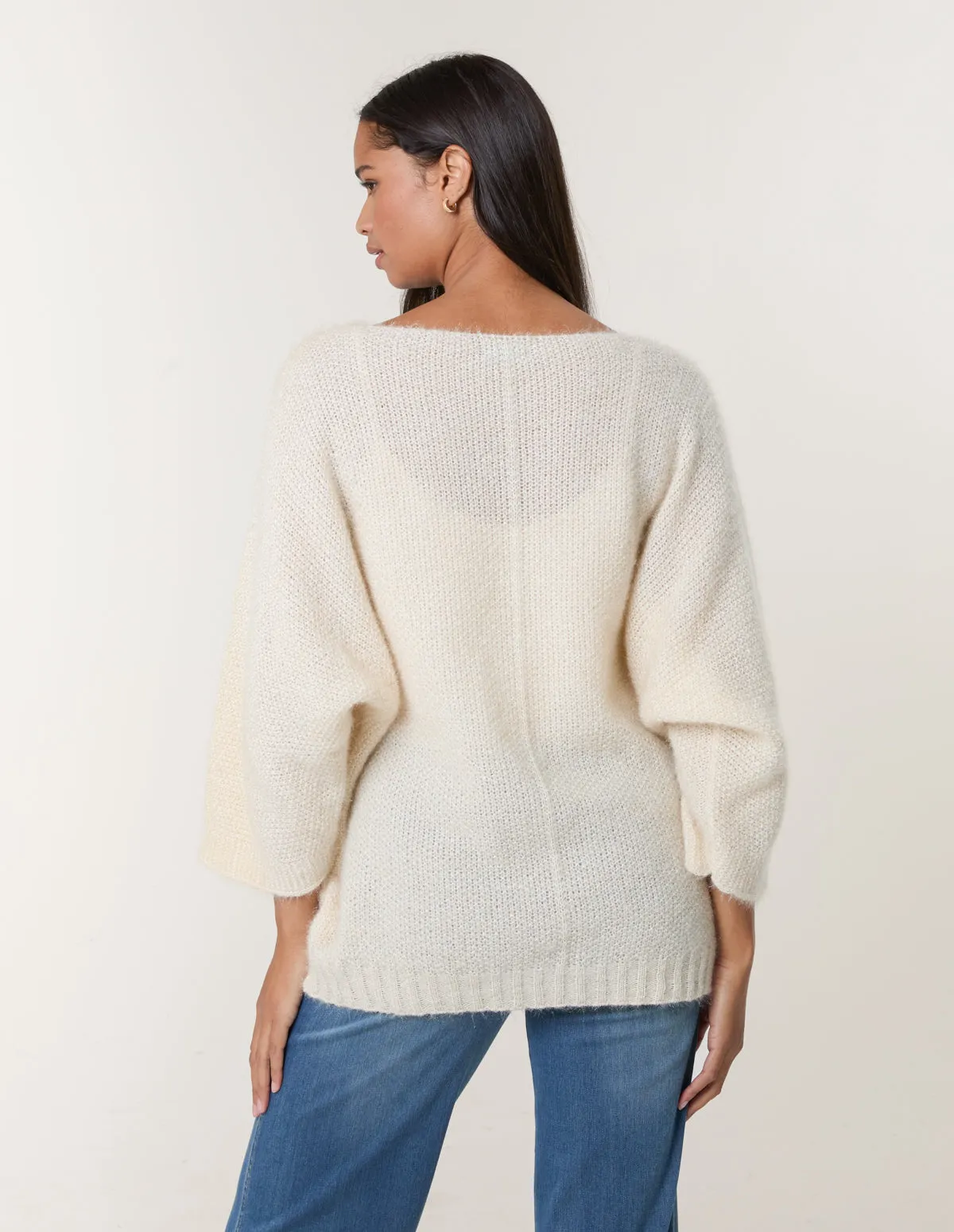 Fluffy Textured V Neck Jumper sold by Blue Vanilla product image thumbnail 5