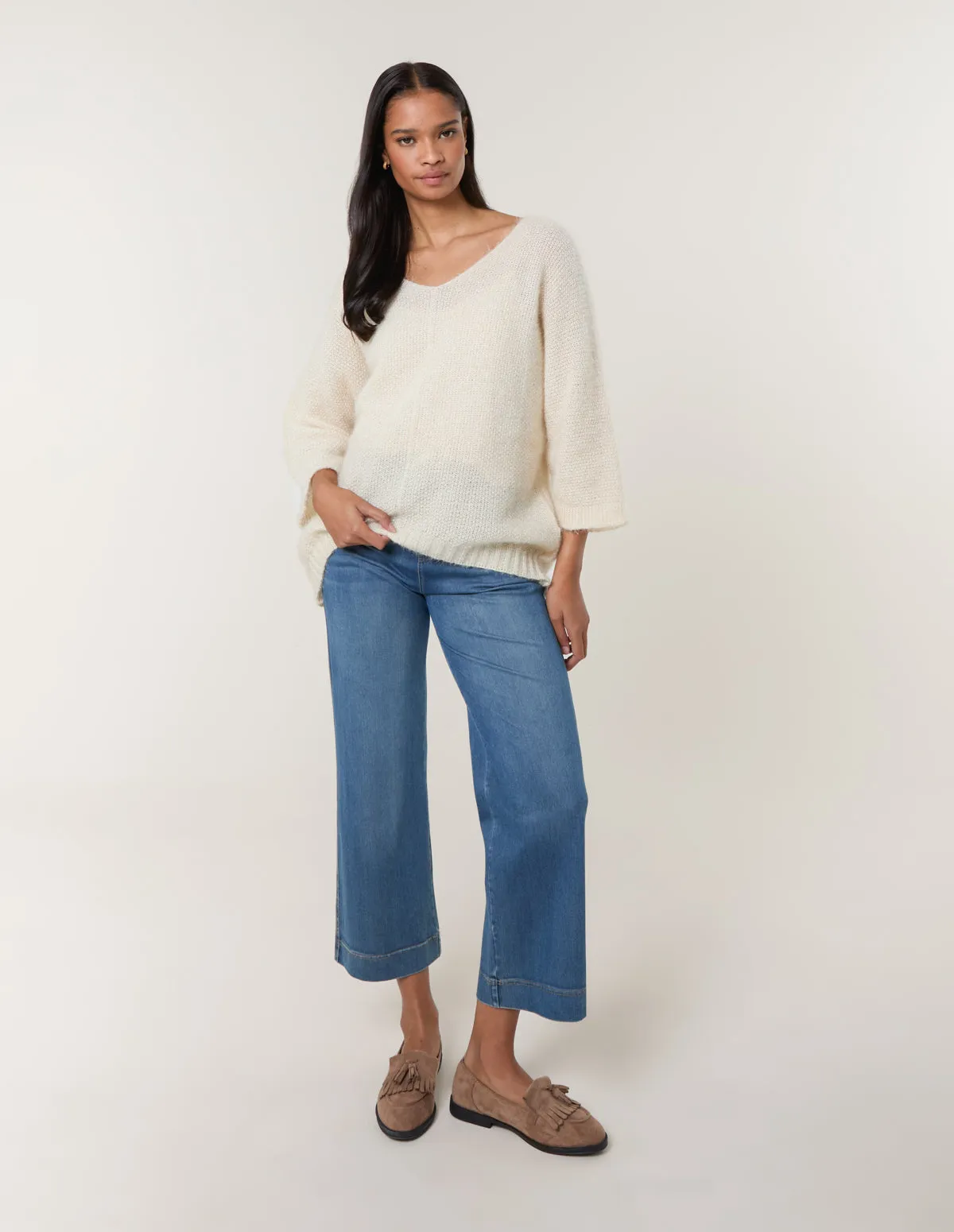 Fluffy Textured V Neck Jumper sold by Blue Vanilla product image thumbnail 4