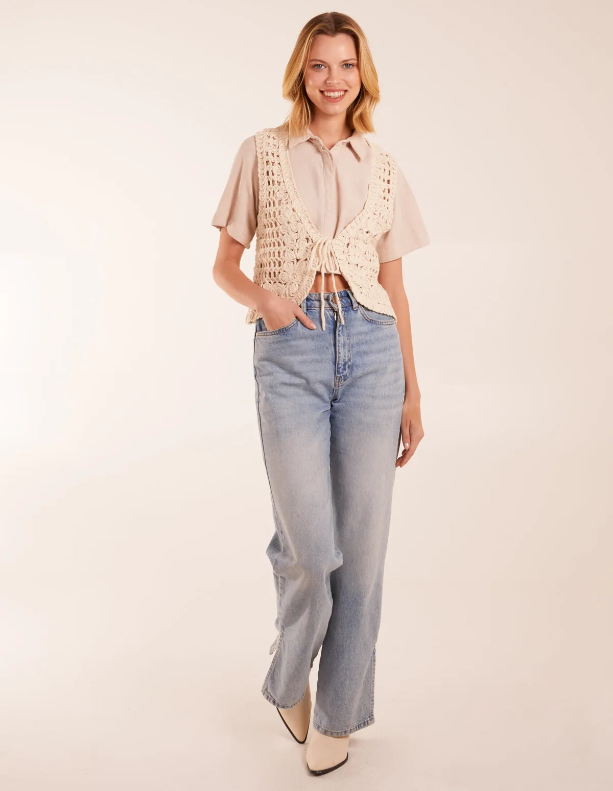 Crochet Sleeveless Cardigan sold by Blue Vanilla product image thumbnail 3