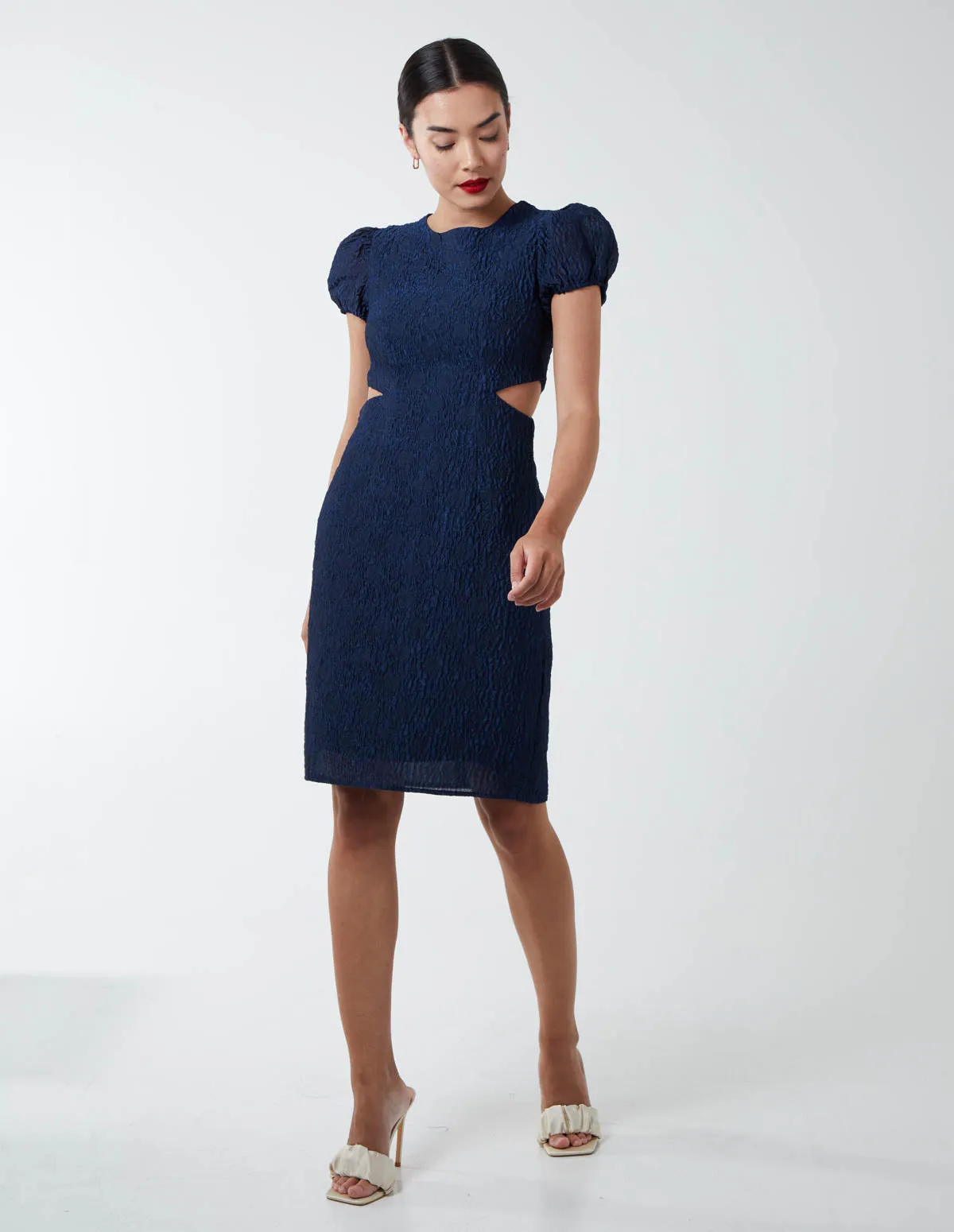 Side Cut Out Puff Sleeve Shift Dress sold by Blue Vanilla