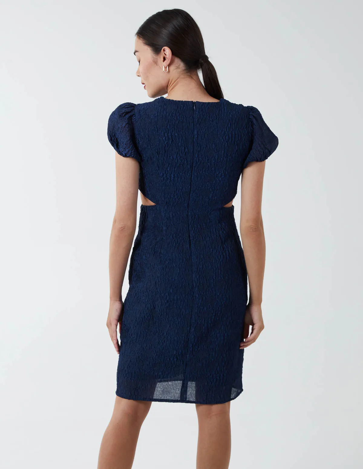 Side Cut Out Puff Sleeve Shift Dress sold by Blue Vanilla product image thumbnail 5
