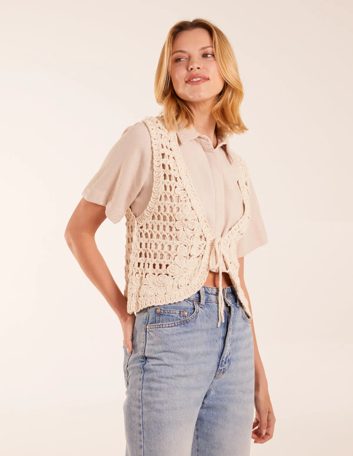 Crochet Sleeveless Cardigan sold by Blue Vanilla