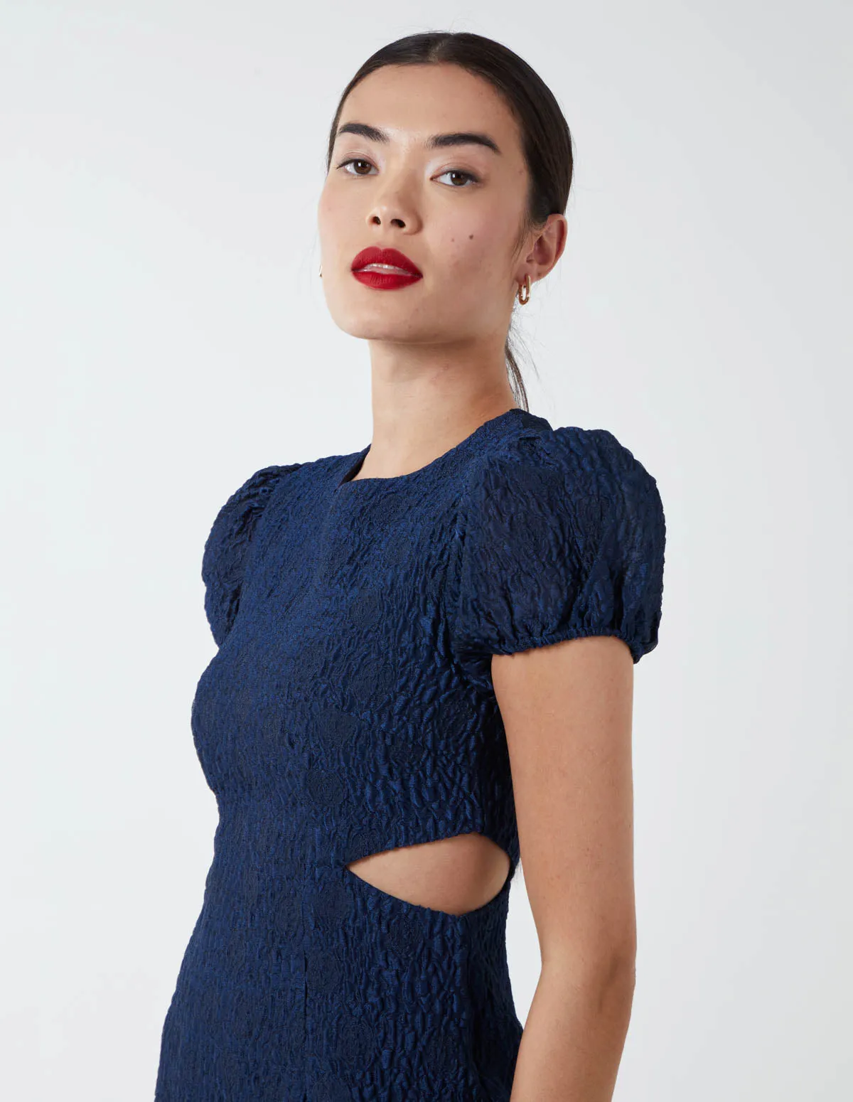 Side Cut Out Puff Sleeve Shift Dress sold by Blue Vanilla product image thumbnail 2