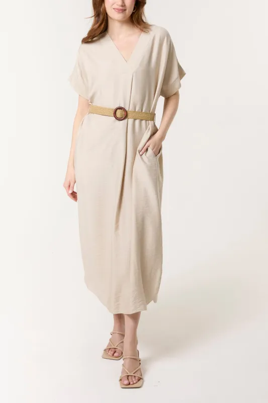 V Neck Dress With Belt sold by Blue Vanilla