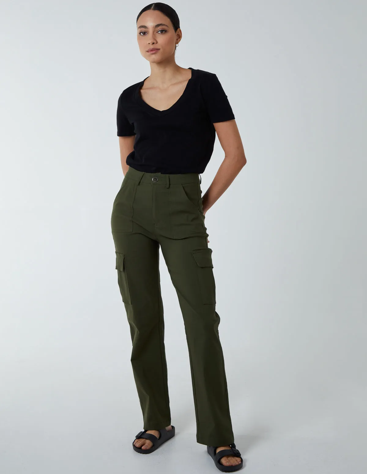 Straight Leg Pocket Detail Cargo Trousers sold by Blue Vanilla product image thumbnail 2