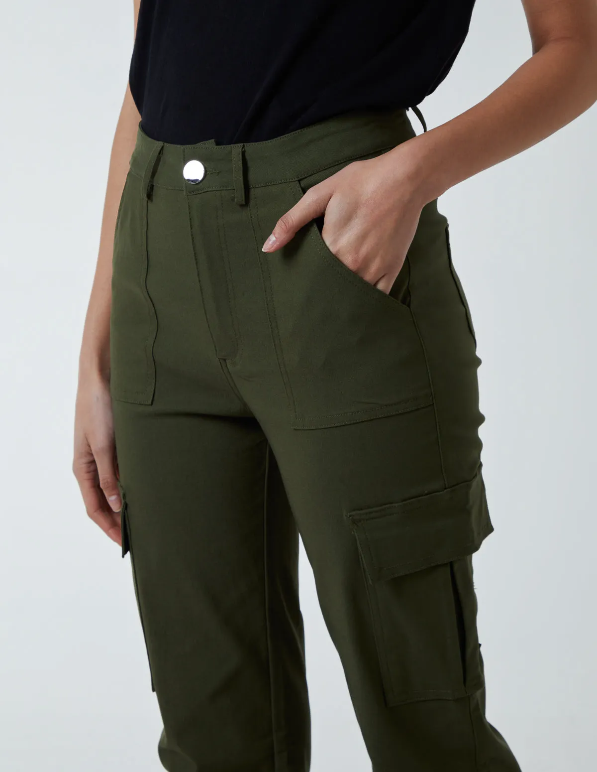 Straight Leg Pocket Detail Cargo Trousers sold by Blue Vanilla product image thumbnail 3