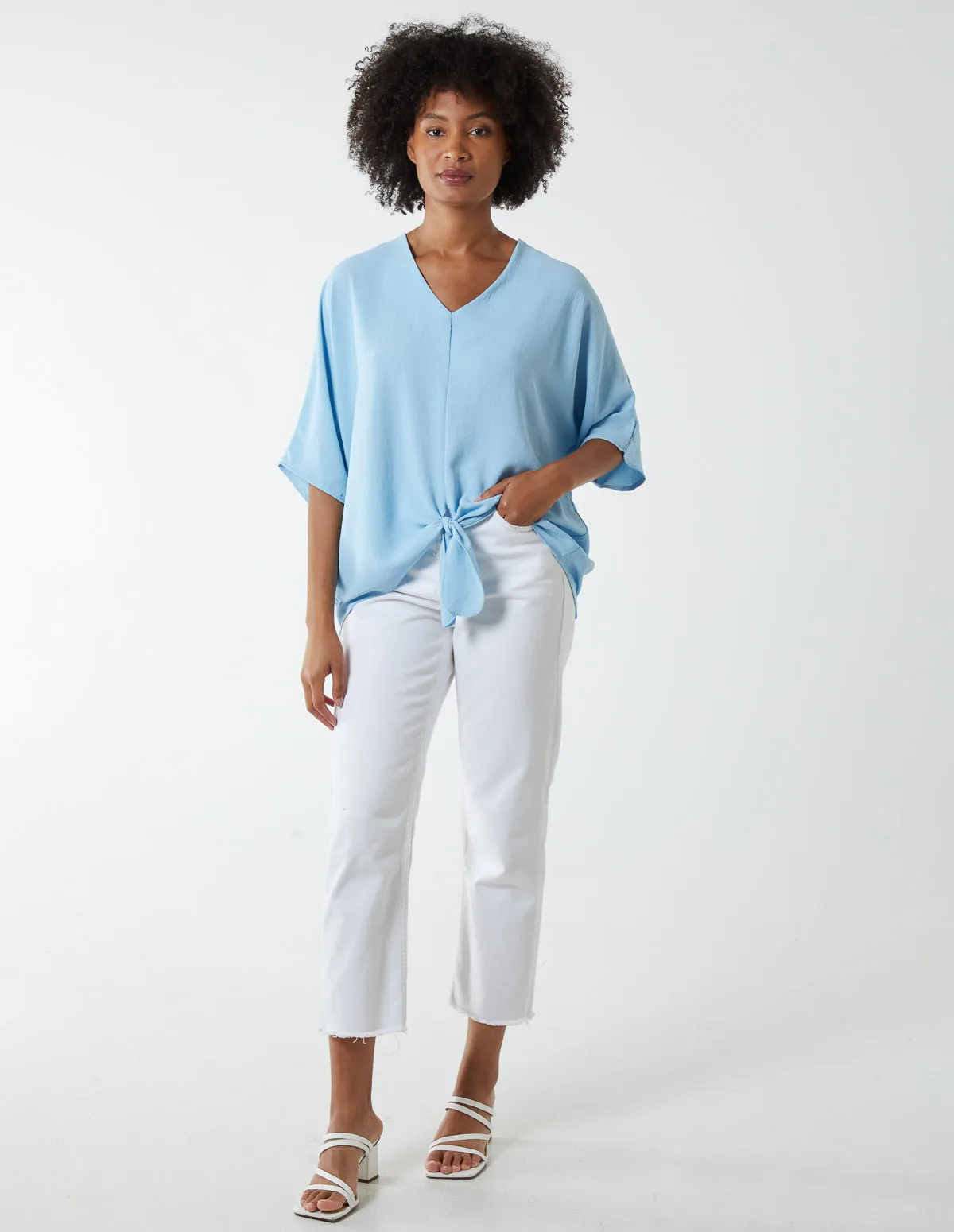 V Neck Tie Front Blouse sold by Blue Vanilla product image thumbnail 3